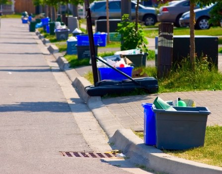 Business professionals discussing waste removal strategies